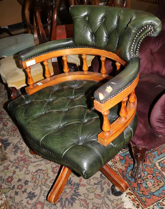 Button back leather captains chair